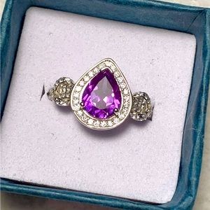 Natural Alexandrite & White Sapphire Ring